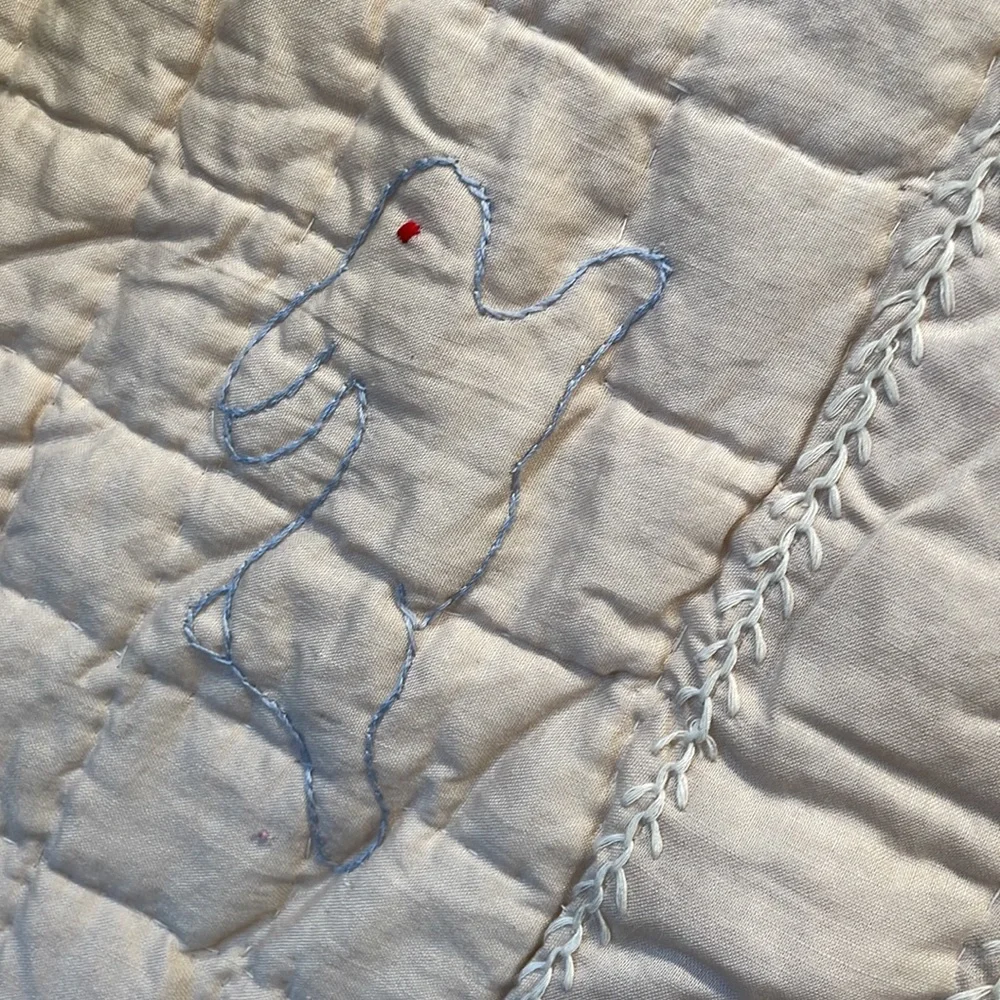 Appliqued and embroidered quilt